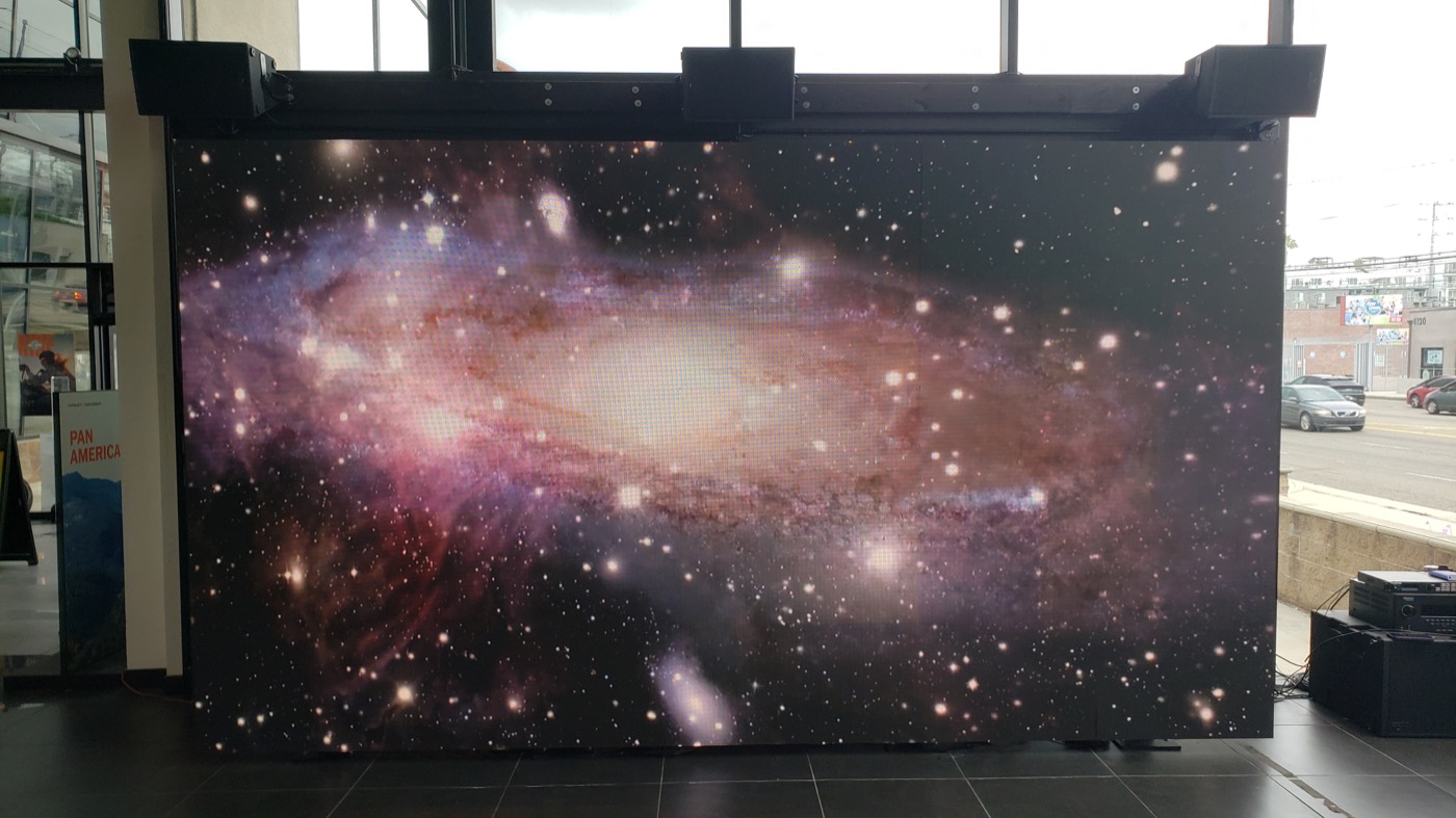Street-facing LED video wall running custom playback software